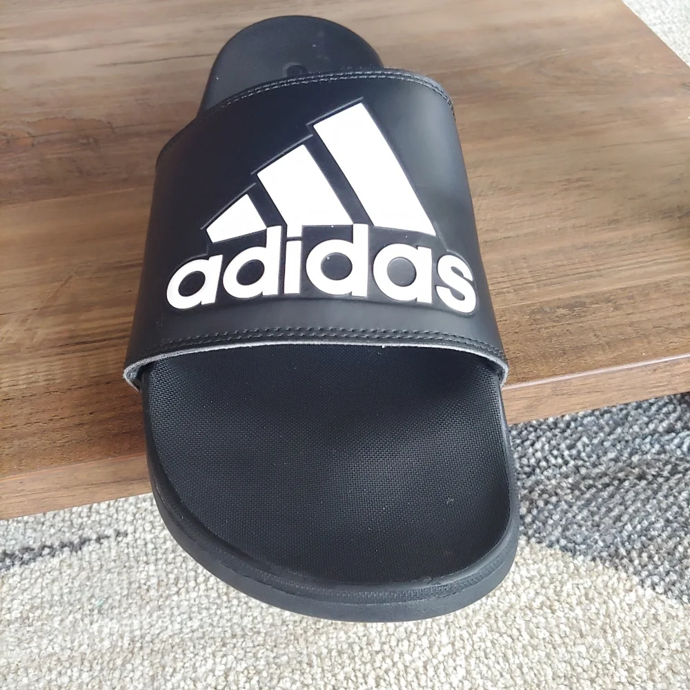 Adidas Adilette Comfort Slides, Men's Size 17, Black/White